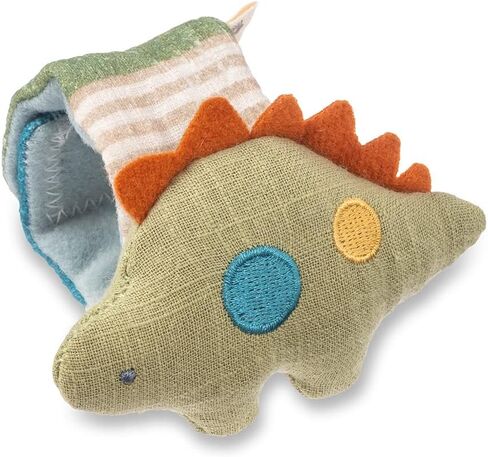 Itzy Ritzy - Itzy Bitzy Rattle, Wearable Wrist Rattle for Babies 0 Months and Up - Baby Rattle Toy with Textured Ribbon, Made with Natural Cotton (Dinosaur) in Kuwait