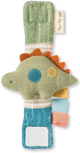 Itzy Ritzy - Itzy Bitzy Rattle, Wearable Wrist Rattle for Babies 0 Months and Up - Baby Rattle Toy with Textured Ribbon, Made with Natural Cotton (Dinosaur) in Kuwait