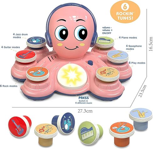 Baby Musical Toys Learning Toys for Toddlers, Octopus Music Toys, Preschooler Musical Educational Instruments Toy for Baby, Birthday Toys for Girls Boys in Kuwait