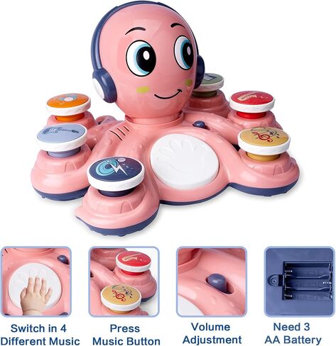 Baby Musical Toys Learning Toys for Toddlers, Octopus Music Toys, Preschooler Musical Educational Instruments Toy for Baby, Birthday Toys for Girls Boys in Kuwait