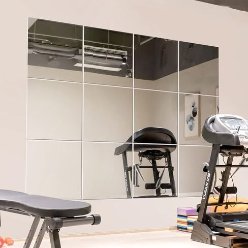 مرايا Murrey Home Gym مقاس 12 بوصة مربعة مثبتة على الحائط، بلاط مرآة بدون إطار لصينية شموع السقف والجدار قطع مركزية للطاولة، مجموعة من 4، 2 مم in Kuwait
