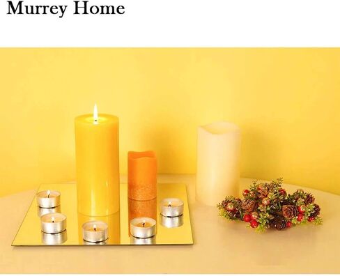 مرايا Murrey Home Gym مقاس 12 بوصة مربعة مثبتة على الحائط، بلاط مرآة بدون إطار لصينية شموع السقف والجدار قطع مركزية للطاولة، مجموعة من 4، 2 مم in Kuwait
