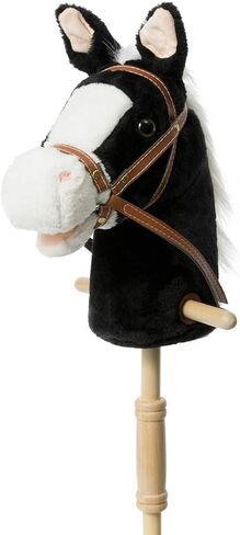 HollyHOME Stick Horse Plush Handcrafted Hobby Horse on a Stick with Wood Wheels Real Pony Neighing and Galloping Sounds for Kids Toddlers Dark Brown 36 Inches(AA Batteries Required) in Saudi Arabia