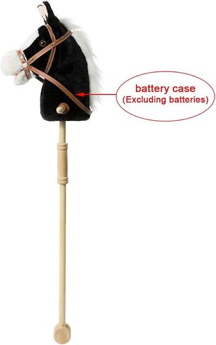 HollyHOME Stick Horse Plush Handcrafted Hobby Horse on a Stick with Wood Wheels Real Pony Neighing and Galloping Sounds for Kids Toddlers Dark Brown 36 Inches(AA Batteries Required) in Saudi Arabia
