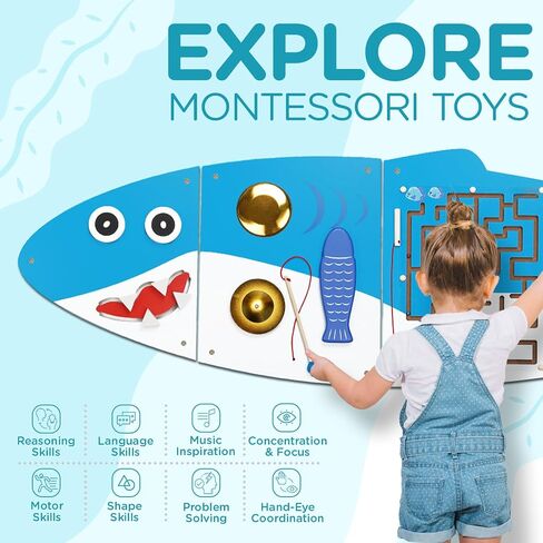 Monläurd® Caterpillar Montessori Busy Board,Sensory Board,Educational Toys,Activity Cube,Wall Toys,Daycare Furniture,Playroom Furniture,Interactive Toys,Wooden Toys,Learning Toys,Boys and Girls 6 M+ in Saudi Arabia