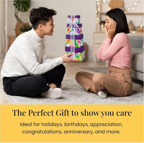 Broadway Basketeers 4 Box Chocolate Food Gift Basket Tower Snack Gifts for Women, Men, Families, College – Delivery for Birthday, Appreciation, Thank You, Get Well Soon Care Package in Saudi Arabia