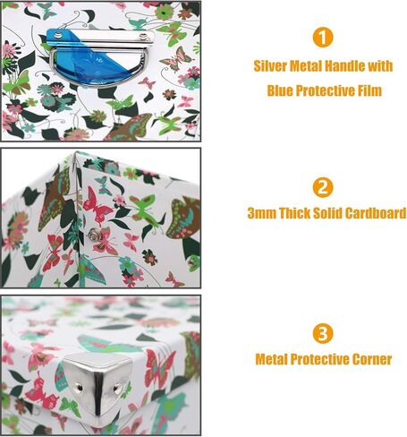 صندوق تخزين قابل للطي من GUOZI، صندوق ذاكرة مزخرف بغطاء وزوايا معدنية معززة، صندوق ملفات من الورق المقوى بمقابض، صندوق هدايا منظم لصور الألعاب التذكارية، رف كتب خزانة ملابس الحضانة (قطعتان) in Kuwait