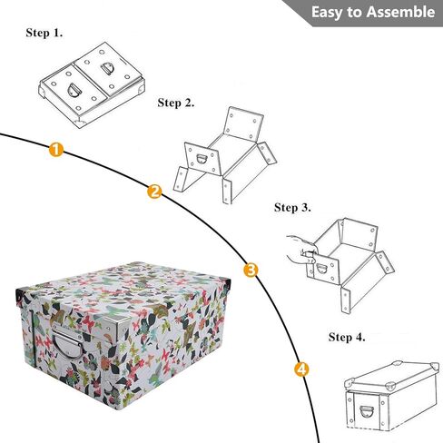 صندوق تخزين قابل للطي من GUOZI، صندوق ذاكرة مزخرف بغطاء وزوايا معدنية معززة، صندوق ملفات من الورق المقوى بمقابض، صندوق هدايا منظم لصور الألعاب التذكارية، رف كتب خزانة ملابس الحضانة (قطعتان) in Kuwait