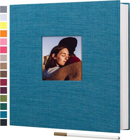 Self Adhesive Photo Album 40 Pages, Linen cover, Gray | Photo Album Self Adhesive 4x6 5x7 8x10 Pictures, Linen Cover DIY Scrapbook Albums for Family, Wedding, Baby, Anniversary in Kuwait