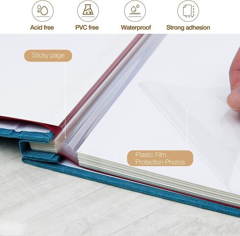 Self Adhesive Photo Album 40 Pages, Linen cover, Gray | Photo Album Self Adhesive 4x6 5x7 8x10 Pictures, Linen Cover DIY Scrapbook Albums for Family, Wedding, Baby, Anniversary in Kuwait