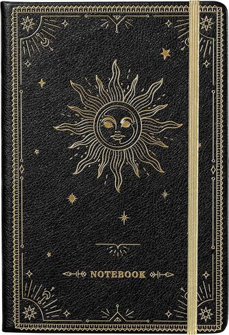 Artfan Ruled Notebook/Journal – Premium Thick Paper Faux Leather Classic Writing Notebook with Pocket + Page Dividers Gifts, Banded, Large, 144 Pages, Hard Cover, Lined (5.8 x 8.4) - Black in Kuwait