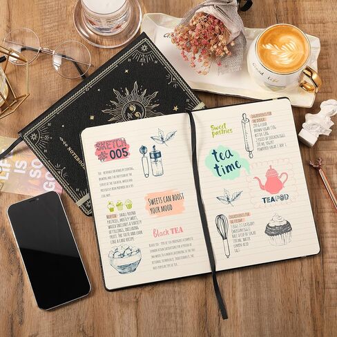 Artfan Ruled Notebook/Journal – Premium Thick Paper Faux Leather Classic Writing Notebook with Pocket + Page Dividers Gifts, Banded, Large, 144 Pages, Hard Cover, Lined (5.8 x 8.4) - Black in Kuwait