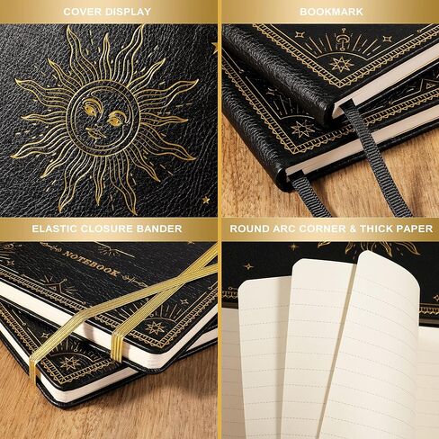 Artfan Ruled Notebook/Journal – Premium Thick Paper Faux Leather Classic Writing Notebook with Pocket + Page Dividers Gifts, Banded, Large, 144 Pages, Hard Cover, Lined (5.8 x 8.4) - Black in Kuwait