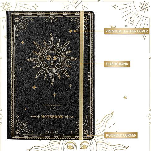 Artfan Ruled Notebook/Journal – Premium Thick Paper Faux Leather Classic Writing Notebook with Pocket + Page Dividers Gifts, Banded, Large, 144 Pages, Hard Cover, Lined (5.8 x 8.4) - Black in Kuwait