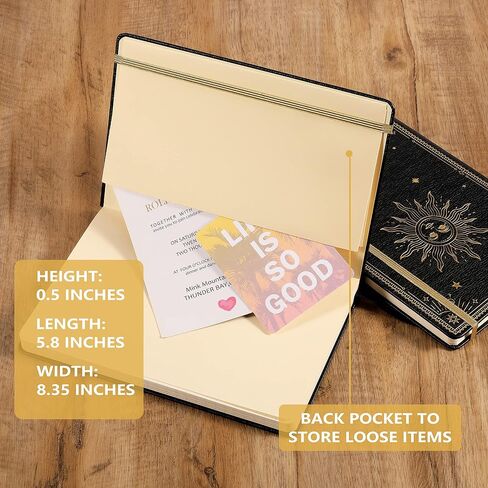 Artfan Ruled Notebook/Journal – Premium Thick Paper Faux Leather Classic Writing Notebook with Pocket + Page Dividers Gifts, Banded, Large, 144 Pages, Hard Cover, Lined (5.8 x 8.4) - Black in Kuwait
