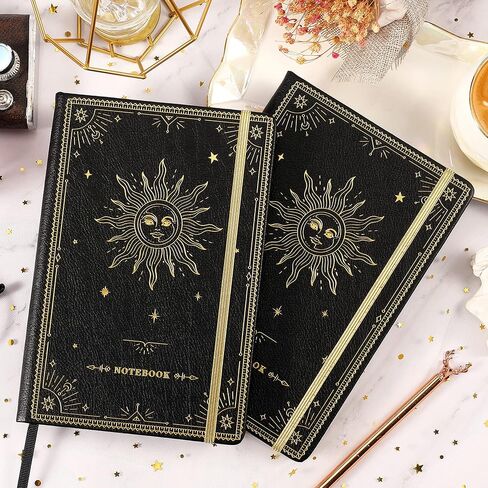 Artfan Ruled Notebook/Journal – Premium Thick Paper Faux Leather Classic Writing Notebook with Pocket + Page Dividers Gifts, Banded, Large, 144 Pages, Hard Cover, Lined (5.8 x 8.4) - Black in Kuwait