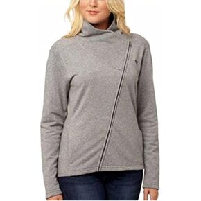 PUMA Ladies’ Asymmetrical French Terry Full Zip Jacket (Medium, Med Gray Heather) in Saudi Arabia