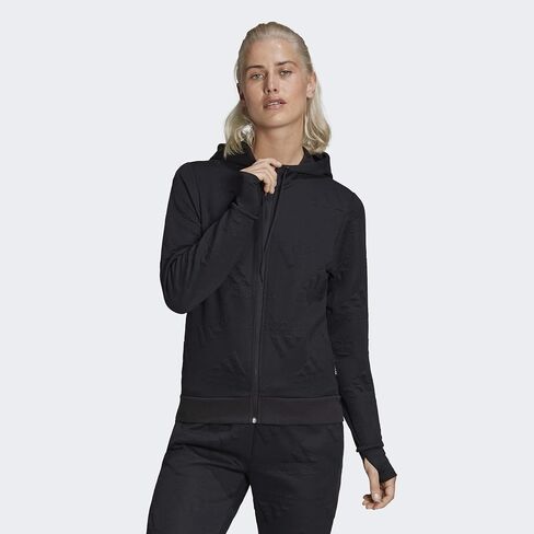 adidas Women's Aeroready Jacquard Full-Zip Logo Hoodie in Kuwait