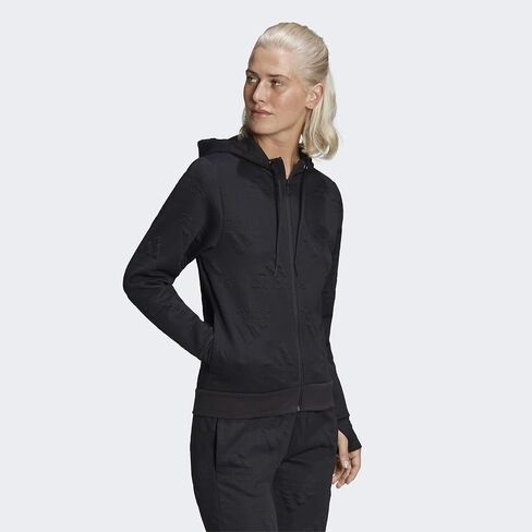 adidas Women's Aeroready Jacquard Full-Zip Logo Hoodie in Kuwait