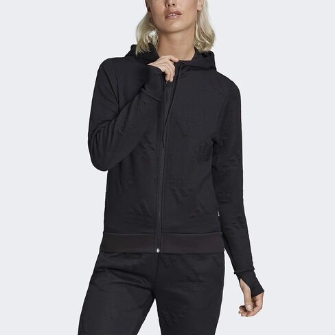 adidas Women's Aeroready Jacquard Full-Zip Logo Hoodie in Kuwait