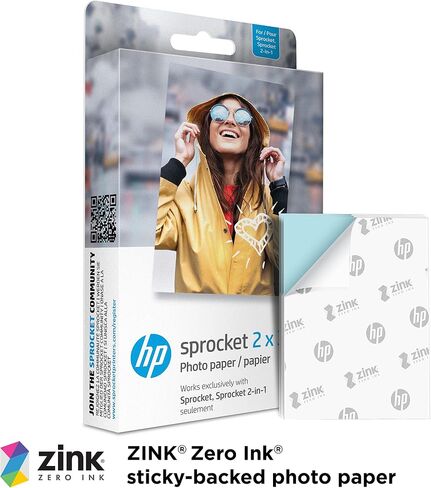 HP Sprocket 2x3" Premium Zink Sticky Back Photo Paper (50 Sheets) Compatible with HP Sprocket Photo Printers. in Saudi Arabia