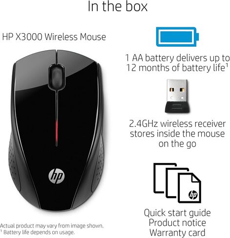 HP X500 Wired Mouse - Wired USB Mouse for Windows PC Desktop, Laptop, Notebook, Mac, computerand Chromebook, for Righty or Lefty Use (E5E76AA#ABA) in Saudi Arabia