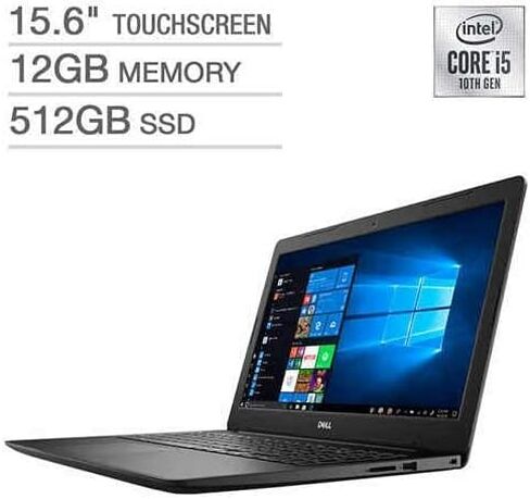 Dell Inspiron 15 i3593-5544BLK-PUS 15.6 FHD LED-Backlit Touchscreen Laptop, Intel Quad-Core i5-1035G1 up to 3.6GHz, 12GB DDR4, 512GB NVMe SSD, WiFi Windows 10, Black (Renewed) in Saudi Arabia