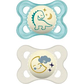 MAM Original Day & Night Baby Pacifier, Nipple Shape Helps Promote Healthy Oral Development, Glows in The Dark, 0-6 Months, Baby Girl, 2 Count