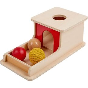 Adena Montessori Object Permanence Box with Tray Three Balls Montessori Toys for 6-12 Months Baby 1 Year Old Infant Toddler (Small Box - for Boy)