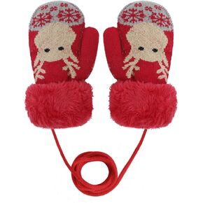 Baby Mittens Warm Mitts Infant Full Finger Gloves Magic Snow Mittens on String