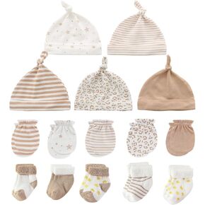 MAMIMAKA Newborn Baby Boy Girl Caps Mittens Socks Set Cotton Baby Essentials Accessories (Hats+Gloves+Socks) in Saudi Arabia