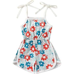 WZTYYDS Toddler Baby Girl Summer Clothes Floral Romper Tie-Up Strap Halter Jumpsuit Infant Summer Sling Playsuit 6M-3T