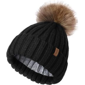 FURTALK Kids Winter Hat Toddler Knitted Beanie with Faux Fur Pom Poms for Baby Girls Boys in Kuwait
