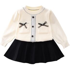 ODIZLI Toddler Baby Girls Children'S Knitted Sweater Top Short Skirt Two-Piece Set