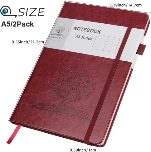 Daofary A5 Journal Notebook، دفاتر ملاحظات جلدية مسطرة 160 صفحة مذكرات 100gsm ورق سميك للكتابة بغلاف مقوى مع جيب للعمل الرجالي والنساء 8.4 × 5.7 بوصة in Kuwait