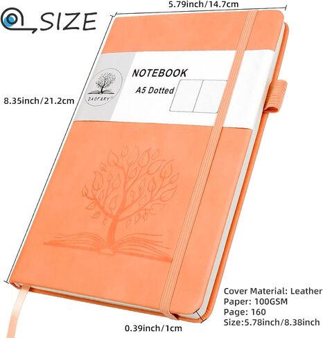 Daofary A5 Journal Notebook، دفاتر ملاحظات جلدية مسطرة 160 صفحة مذكرات 100gsm ورق سميك للكتابة بغلاف مقوى مع جيب للعمل الرجالي والنساء 8.4 × 5.7 بوصة in Kuwait