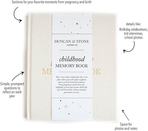 Baby Book Childhood Journal (Dusty Rose, 175 Pages) by Duncan & Stone - Milestone & Child Memory Book from Pregnancy to Year Eighteen – Childhood Memories Journal for Parents in Saudi Arabia