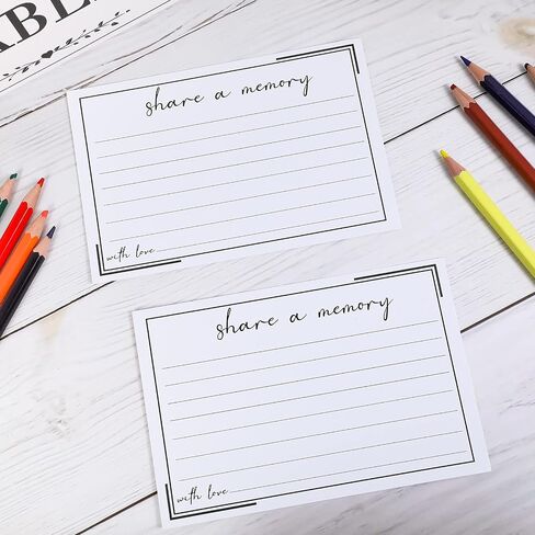 Outus 52 Pieces Share a Memory Cards Funeral Guest Book Memory Card for Celebration of Life, Birthday, Graduation, Wedding, Anniversary, Retirement, Baby Showers (Black) in Saudi Arabia