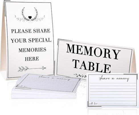 Outus 52 Pieces Share a Memory Cards Funeral Guest Book Memory Card for Celebration of Life, Birthday, Graduation, Wedding, Anniversary, Retirement, Baby Showers (Black) in Saudi Arabia