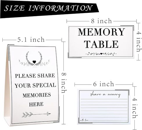 Outus 52 Pieces Share a Memory Cards Funeral Guest Book Memory Card for Celebration of Life, Birthday, Graduation, Wedding, Anniversary, Retirement, Baby Showers (Black) in Saudi Arabia