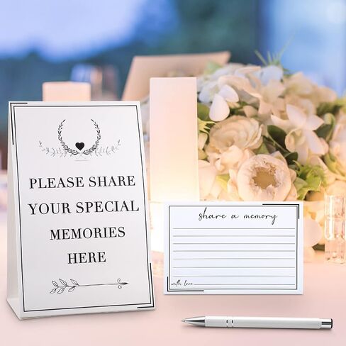 Outus 52 Pieces Share a Memory Cards Funeral Guest Book Memory Card for Celebration of Life, Birthday, Graduation, Wedding, Anniversary, Retirement, Baby Showers (Black) in Saudi Arabia