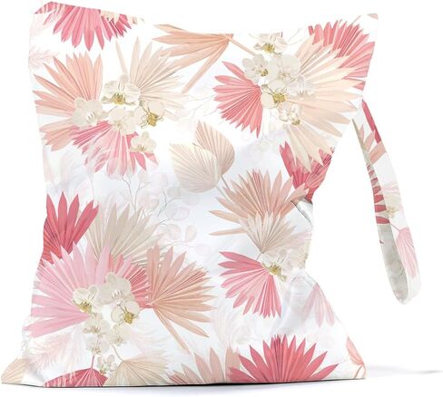 JRHung حقيبة مبللة مقاومة للماء، حقيبة قماش قابلة لإعادة الاستخدام، حقيبة رطبة وجافة، حقيبة غسيل كبيرة للسفر، ملابس متسخة، بدلة استحمام، حقيبة تمرين لصالة الألعاب الرياضية، ملابس السباحة، اليوغا، السفر، حمام السباحة، الشاطئ (ديكور أوراق النخيل 1) in Kuwait