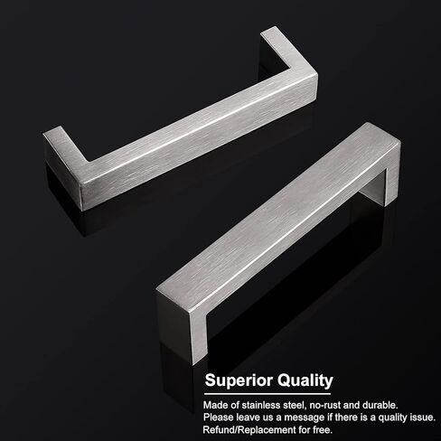 10 Pack 11-3/10" Hole Center Cabinet Pulls Satin Nickel Drawer Handles, Stainless Steel Cabinet Cupboard Hardware Modern Square Bar Kitchen Cabinet Handles Dresser Drawer Pulls in Kuwait