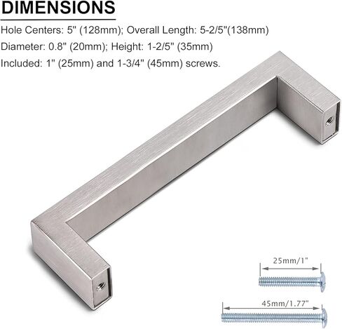 10 Pack 11-3/10" Hole Center Cabinet Pulls Satin Nickel Drawer Handles, Stainless Steel Cabinet Cupboard Hardware Modern Square Bar Kitchen Cabinet Handles Dresser Drawer Pulls in Kuwait