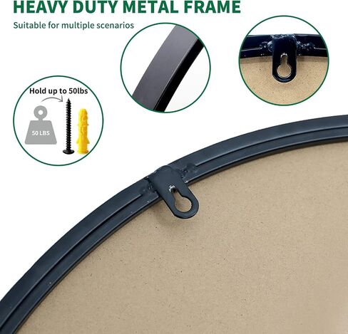 G-LEAF 42'' Round Mirror Wall Mounted, Black Metal Frame Large Circle Mirror for Washing Room, Living Room, Home Decoration in Saudi Arabia