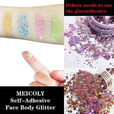 بريق الجسم الأبيض من MEICOLY، إكسسوارات حفلات المغني ومهرجانات الموسيقى، جل بريق وجه حورية البحر، طلاء وجه لامع بالترتر، بريق مكتنز لشعر شفاه العين، جل ثلاثي الأبعاد متلألئ للنساء، 50 مل in Kuwait