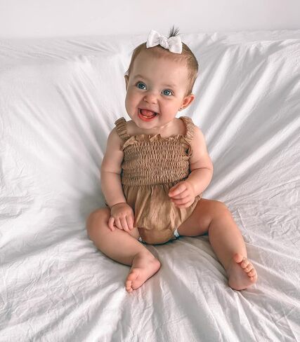 Infant Baby Girls Romper Dress 3 6 9 12 18 Months Onesie Summer Clothes Ruched Jumpsuits Hem Bodysuits Headband in Saudi Arabia