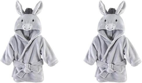 Hudson Baby Unisex Baby Plush Animal Face Bathrobe, Donkey, 0-9 Months (Pack of 2) in Saudi Arabia