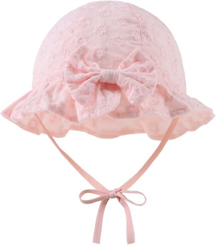 Baby Girl Sun Hat with Bowknot Cotton Infant Bucket Hat Summer Toddler Kids Beach Hats for Girls 0-2 Years in Saudi Arabia