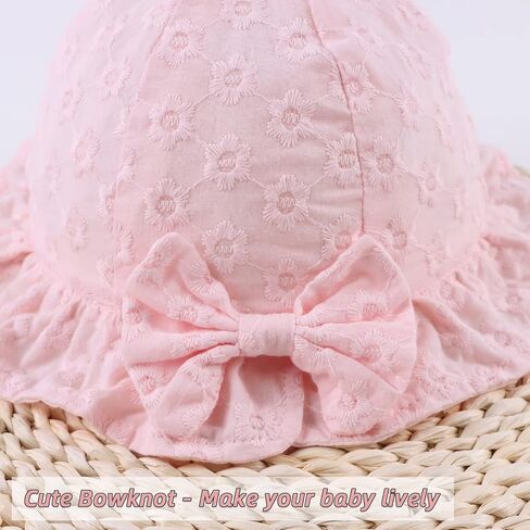 Baby Girl Sun Hat with Bowknot Cotton Infant Bucket Hat Summer Toddler Kids Beach Hats for Girls 0-2 Years in Saudi Arabia